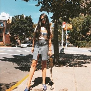 Skirt kate spade denim front fold pencil